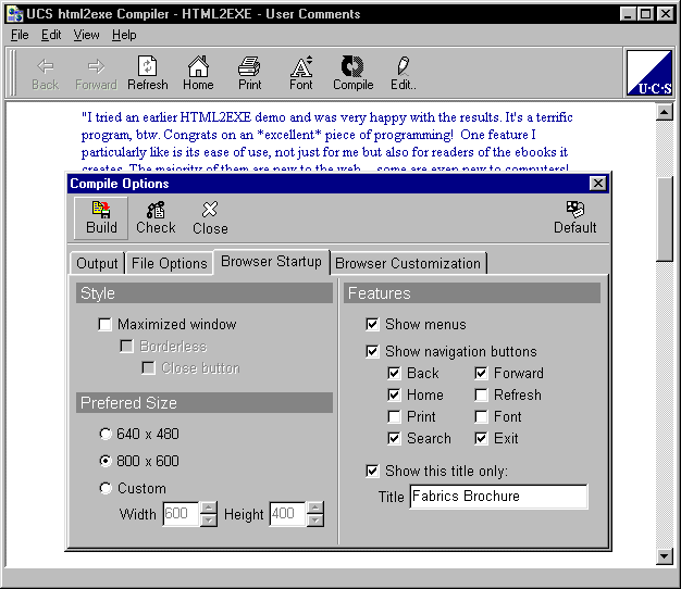 HTML2EXE Screenshot